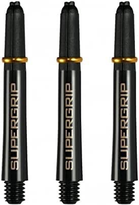 Harrows Supergrip Dart Shafts Medium 47.5mm, Black & Gold (3 Sets)