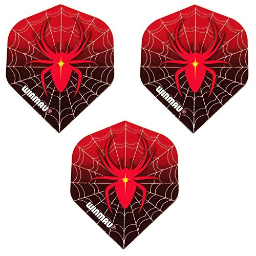 Winmau Mega  Red Spider Web 75 Micron Strong Dart Flights (3 Sets - 9 Flights)