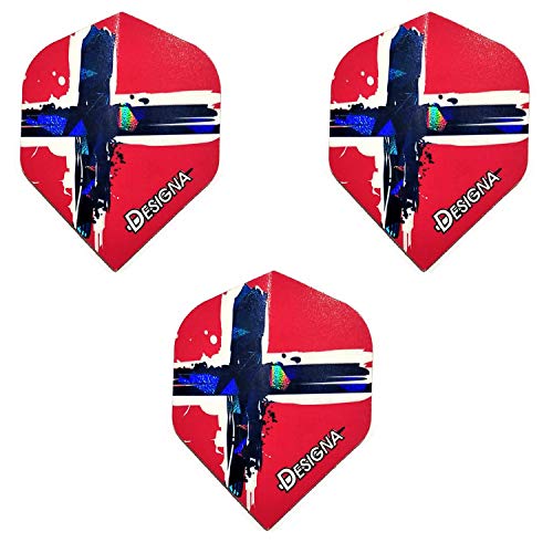 Designa Norway Flag Holographic Patriot Dart Flights, 75 Micron (1 Set)