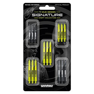 Winmau MvG Van Gerwen Signature Nylon Stems, Strong & Medium Dart Shafts, Green & Black (5 Sets)