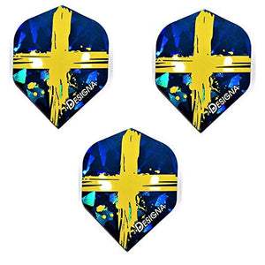Designa Sweden Holographic Dart Flights, Swedish Flag 75 Micron (1 Set)
