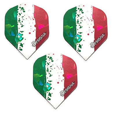 Designa Italy Italian Flag Dart Flights, Red White & Green Holographic Strong Standard Dart Flights (1 Set)