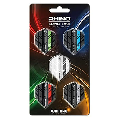 Winmau Rhino Extra Strong Dart Flight Collection, Rhino Long Life, Mixed Colours (5 Sets)