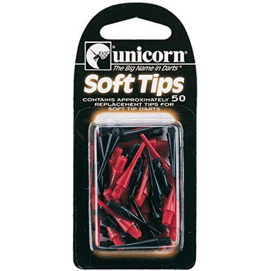 Unicorn Spare Soft Tips, Replacement Standard Softip Points, Black & Red (Pack of 50)