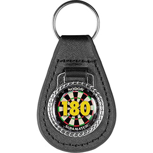 Dartboard 180 Winner Trophy FOB Leather Keychain, Great for Dart Teams & Leagues