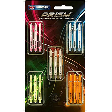 Winmau Prism Dart Shafts, Medium 48mm, Neon Mixed Colors (5 Sets)