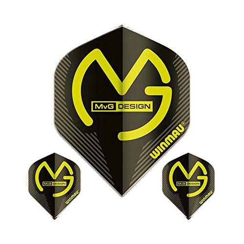 Winmau Mega Standard Michael Van Gerwen Dart Flights, MvG Black, 75 Micron (1 Set)