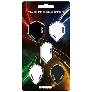 Winmau Dart Flight Selector Pack, Rhino Technology, Black & White, Mixed Shapes (5 Sets)