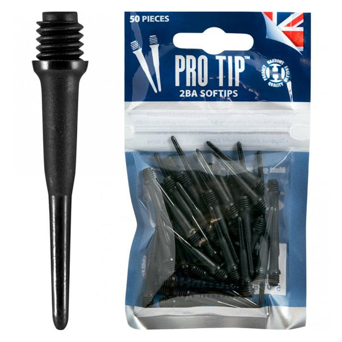 Harrows Spare Soft Tips, Replacement 2BA Soft Tip Points, Black (Pack of 50)