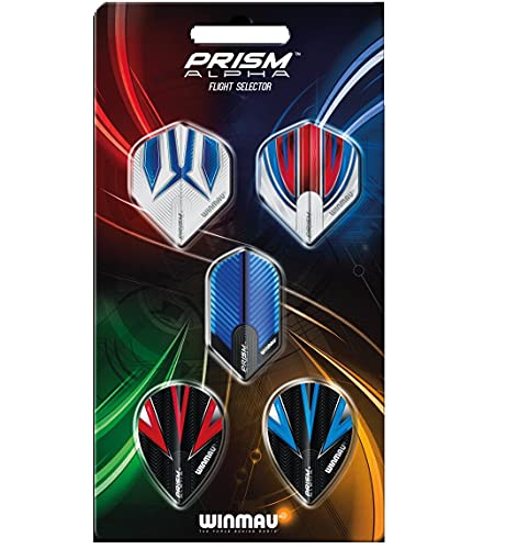 Winmau Prism Alpha Dart Flight Selector Pack, Rhino Technology, Mixed Shapes (5 Sets)