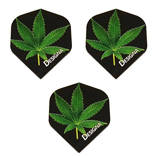 Designa DSX Collection  Cannabis Leaf Marijuana Weed Ganja Pot 100 Micron Extra Strong Dart Flights (3 Sets)