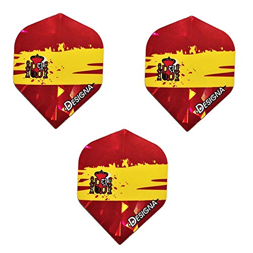 Designa Spain Flag Holographic Patriot Dart Flights, Coat of Arms Pillars of Hercules, 75 Micron (1 Set)